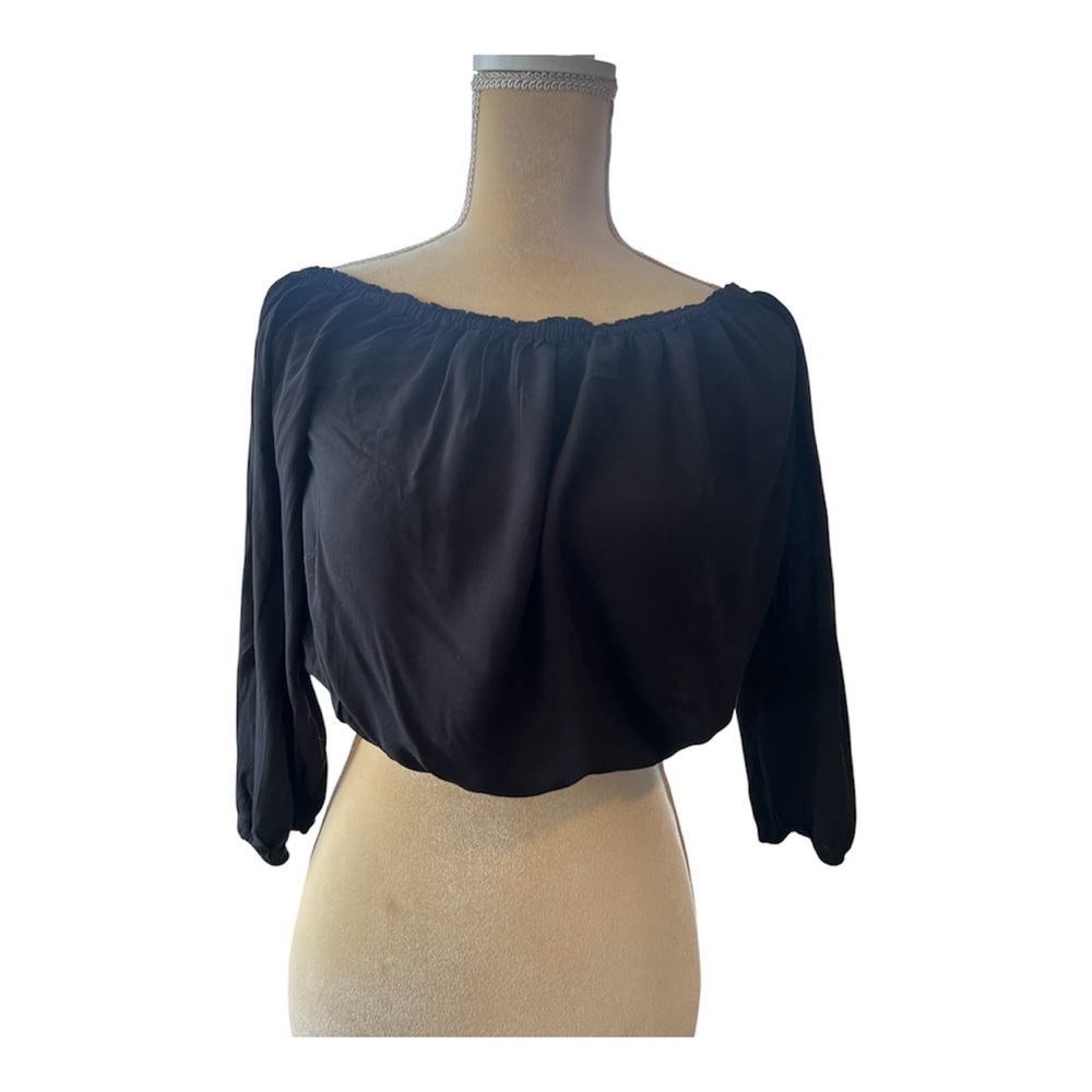 Brandy Melville Black Off The Shoulder Viscose Crop Top One Size